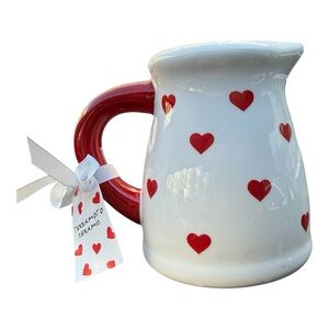 NWT - Mini Heart Pattern Ceramic Pitcher/Flower Vase - 5”